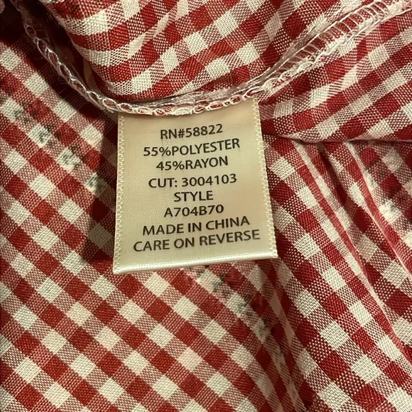 NWOT Max Studio Checkered Peasant Top - Picture 6 of 9